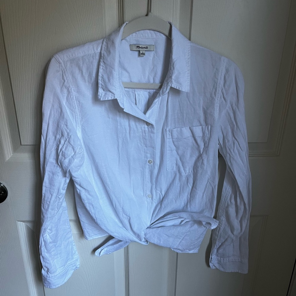 Madewell Cotton Button-up Tie sz L
